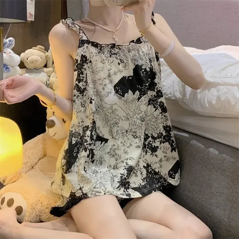 Floral Tank Top & Shorts Jacket Set – Casual Summer Two Piece