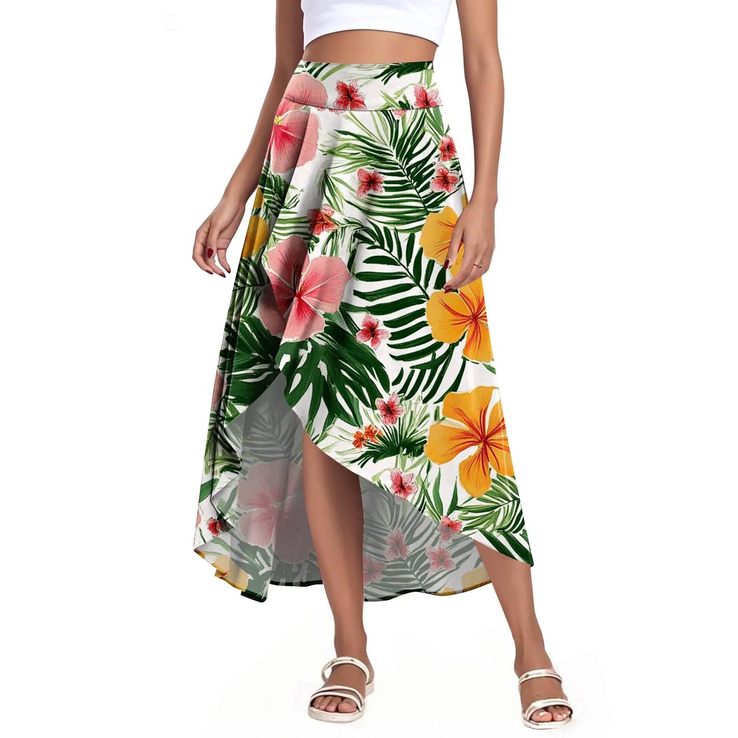 High Waist Wrap Skirt with Shorts — Summer Ruffle Maxi