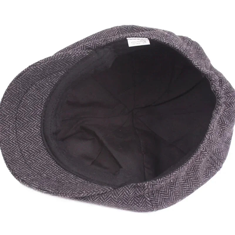 Vintage Tweed Flat Cap – Peaky Blinders Style Beret Hat for Men
