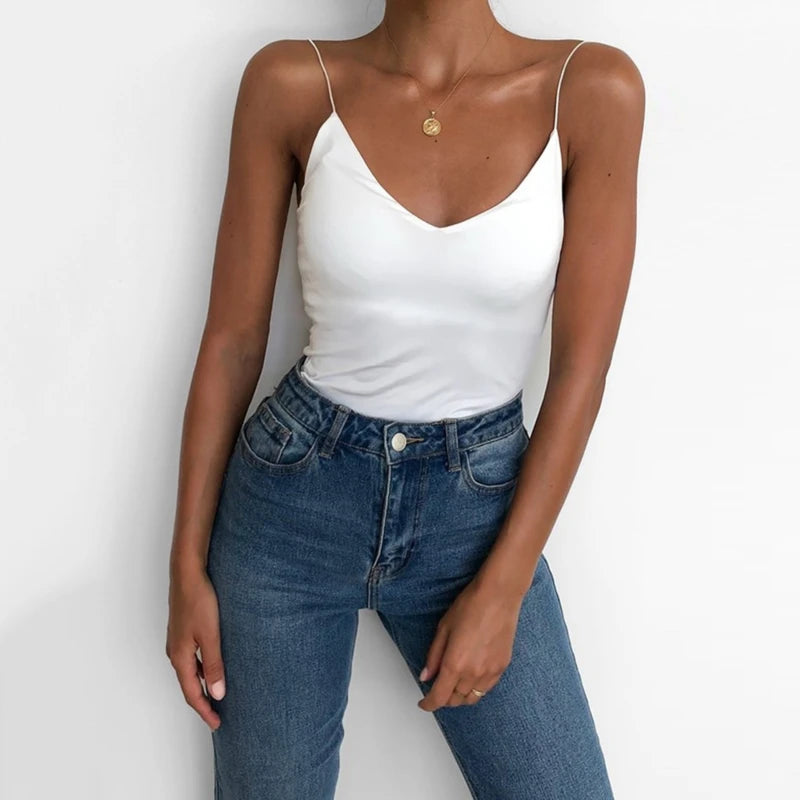 Satin Solid Slim Camisole — Summer Strap Vest