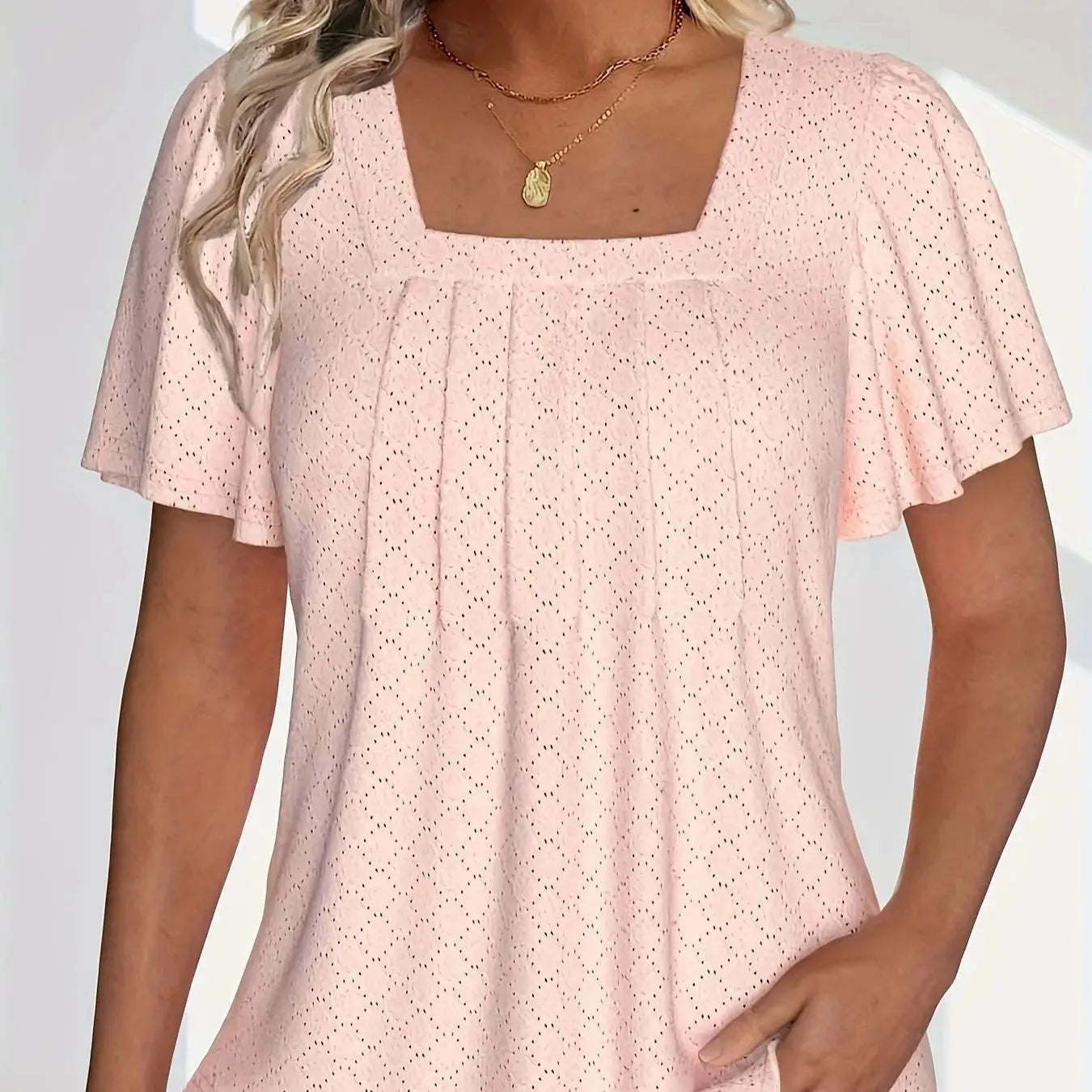 Grace & Ease – Plus Size Hollow Ruffle Sleeve Top