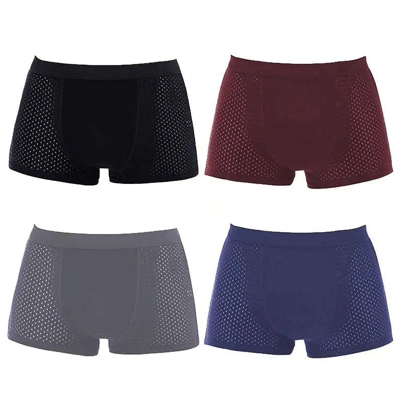 4-Pack Bamboo Boxer Briefs – Ultra Soft, Anti-Odor, Mesh Ventilation Comfort
