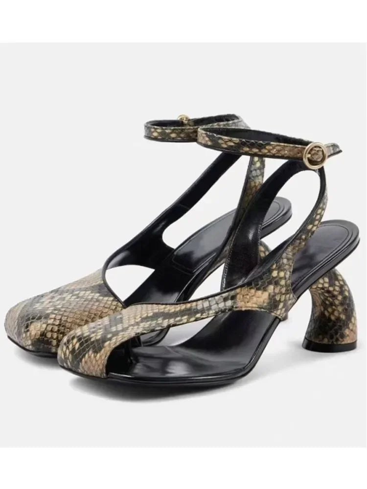 SummerFlex Sandals | Women’s Irregular Thick Heels – Stylish, Party-Ready Ankle Strap