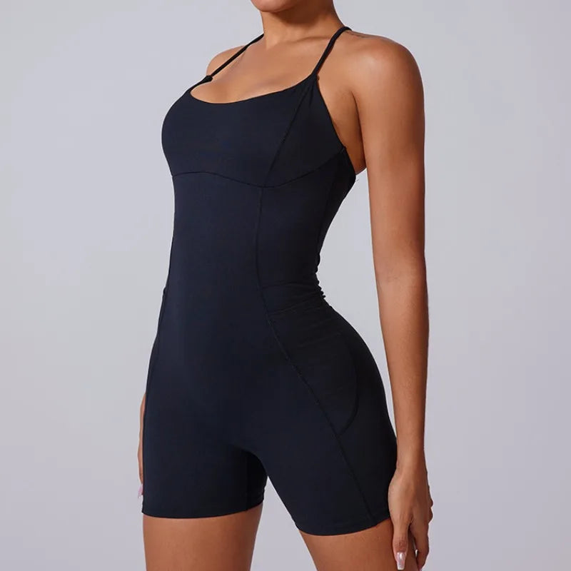 CoreZip Gym Romper – Seamless Workout Jumpsuit