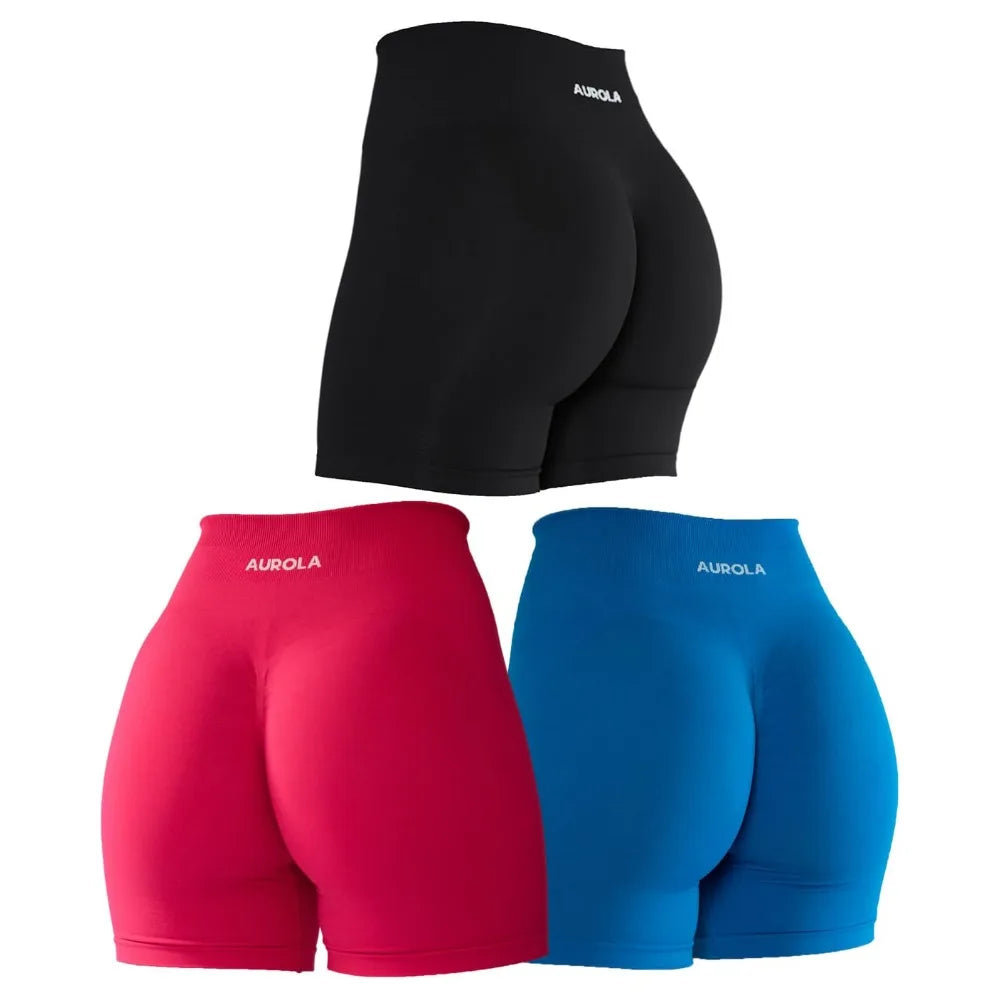 Seamless Scrunch Workout Shorts — Women's High Waist Gym & Yoga Fitness Shorts