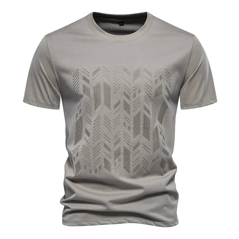 Cotton Blend Embroidered Tee – Refined Finish
