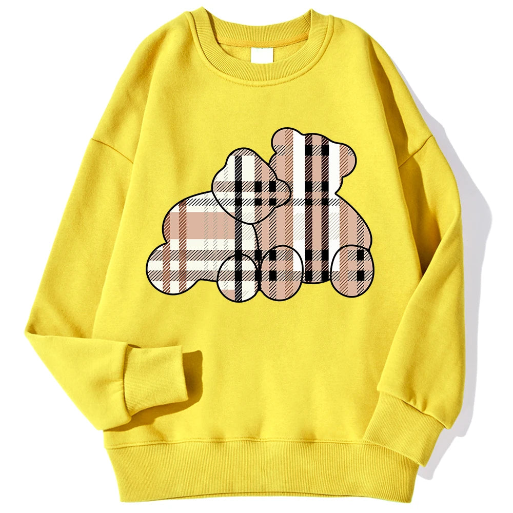 Teddy Bear Print Hoodie — Soft Crewneck, Warm Winter Pullover