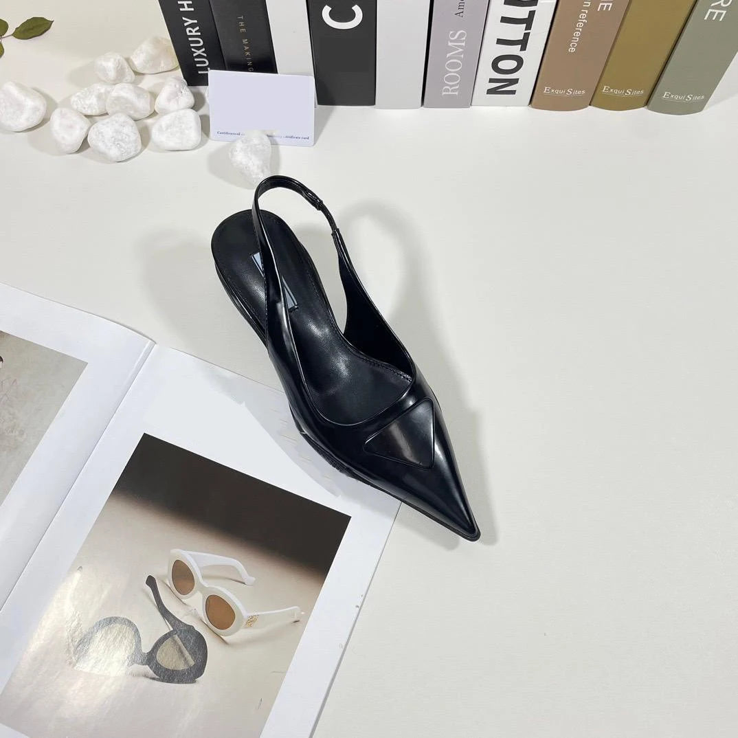 TkMode | Black Genuine Leather Sandals – 7CM Heel & 3CM Platform