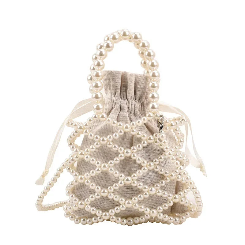 Pearl Mini Tote Bag | Woven Bucket Crossbody Purse