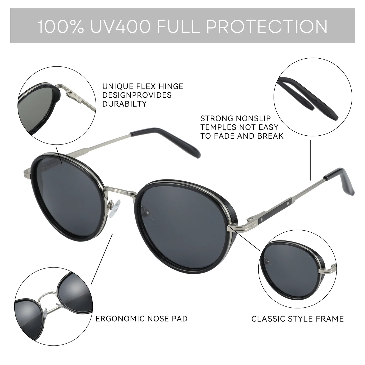 ZENOTTIC 2025 Retro | Polarized Round Shades – Classic Vintage Protection