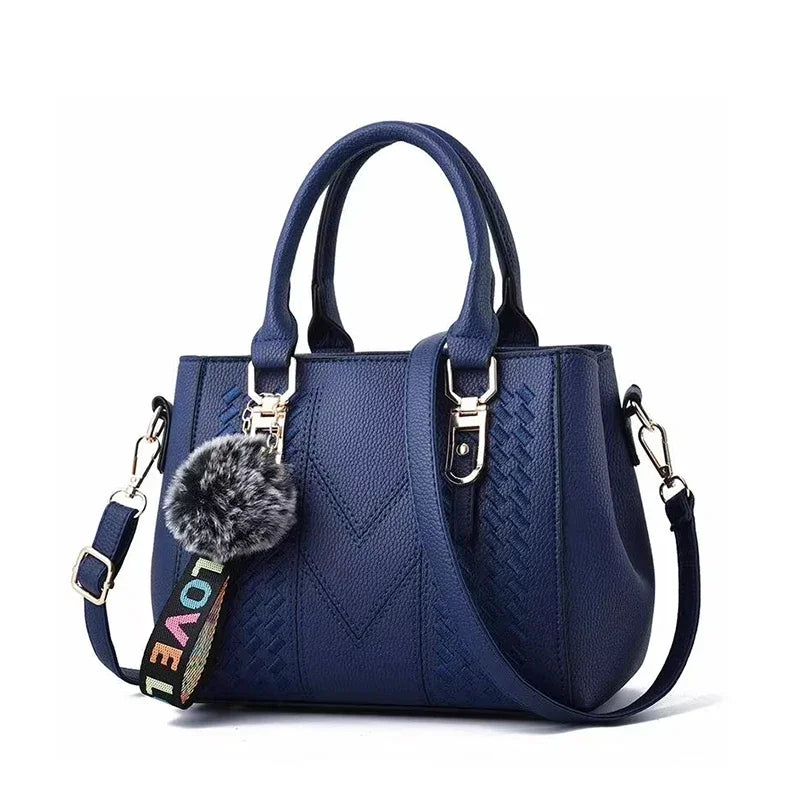 Embroidery Messenger Bag | Leather Hair Ball Handbag