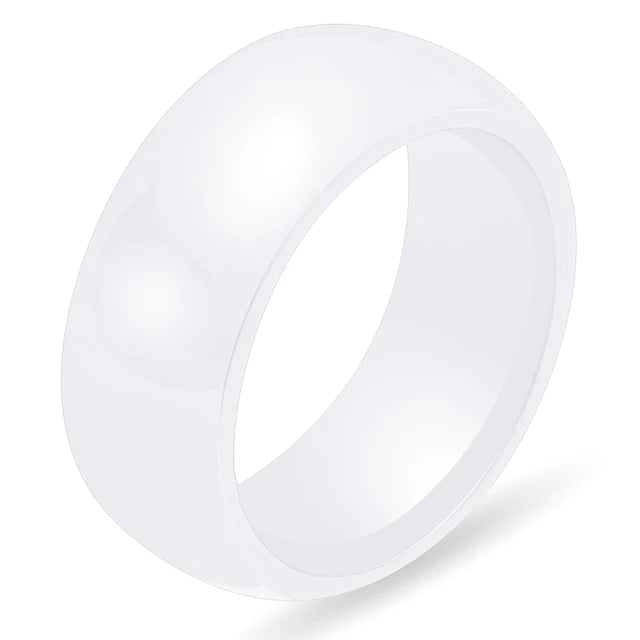 6mm Black & White Ceramic Ring – Crystal Inlay Wedding Band