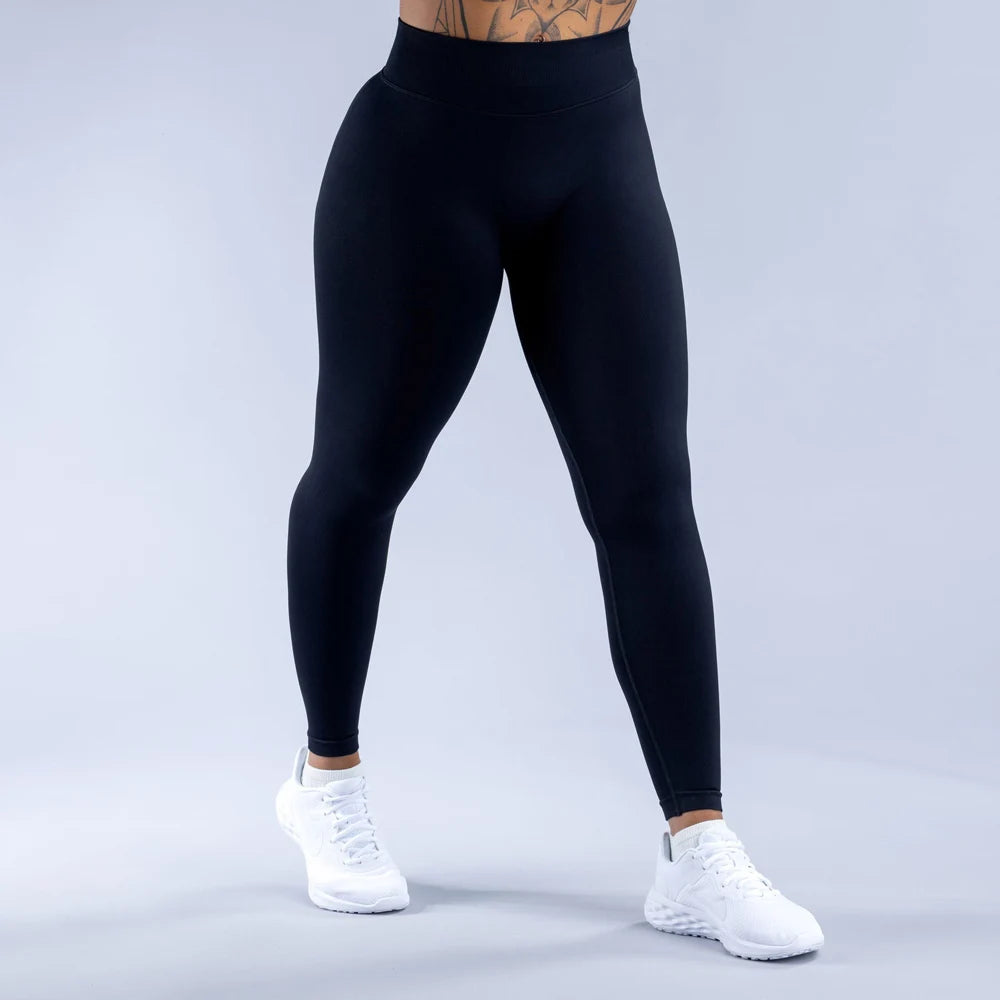 Seamless High-Waist Leggings — Ribbed Scrunch Bum Fitness Tights