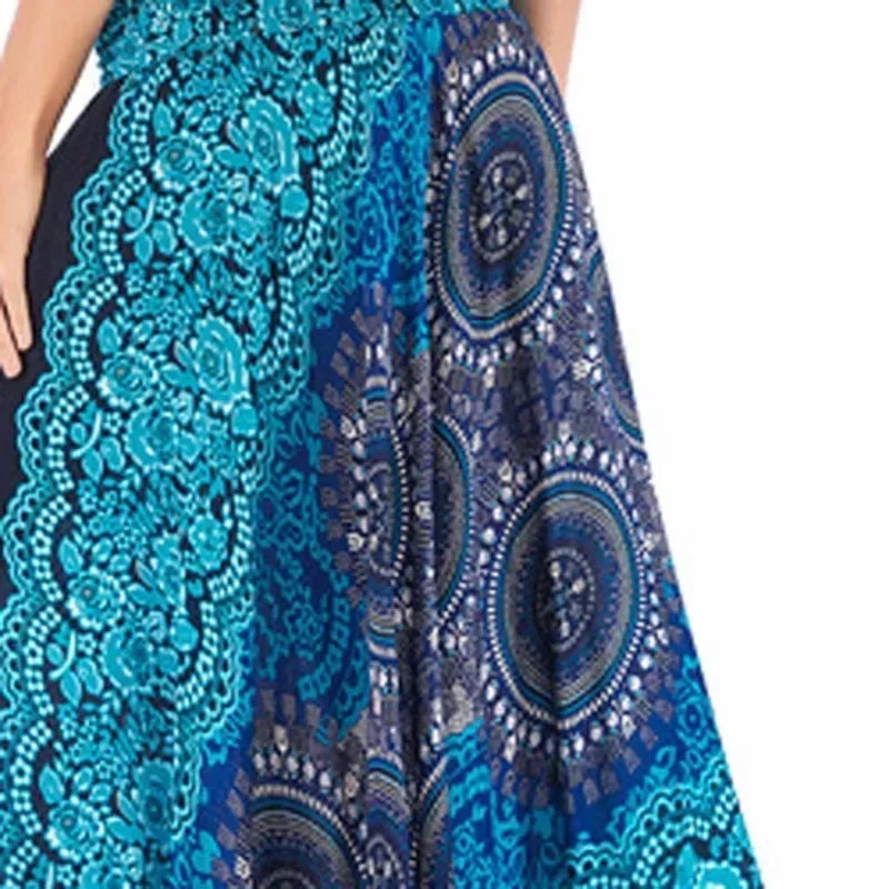 Black Patchwork Bandage Skirt — Ankle-Length