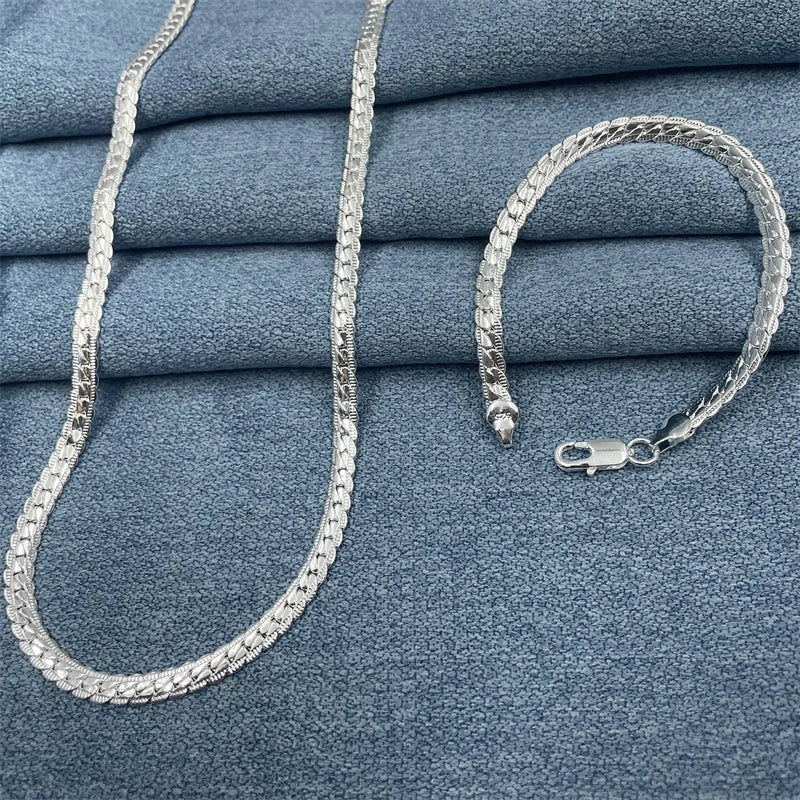 Full Chain Necklace & Bracelet Set – 925 Silver