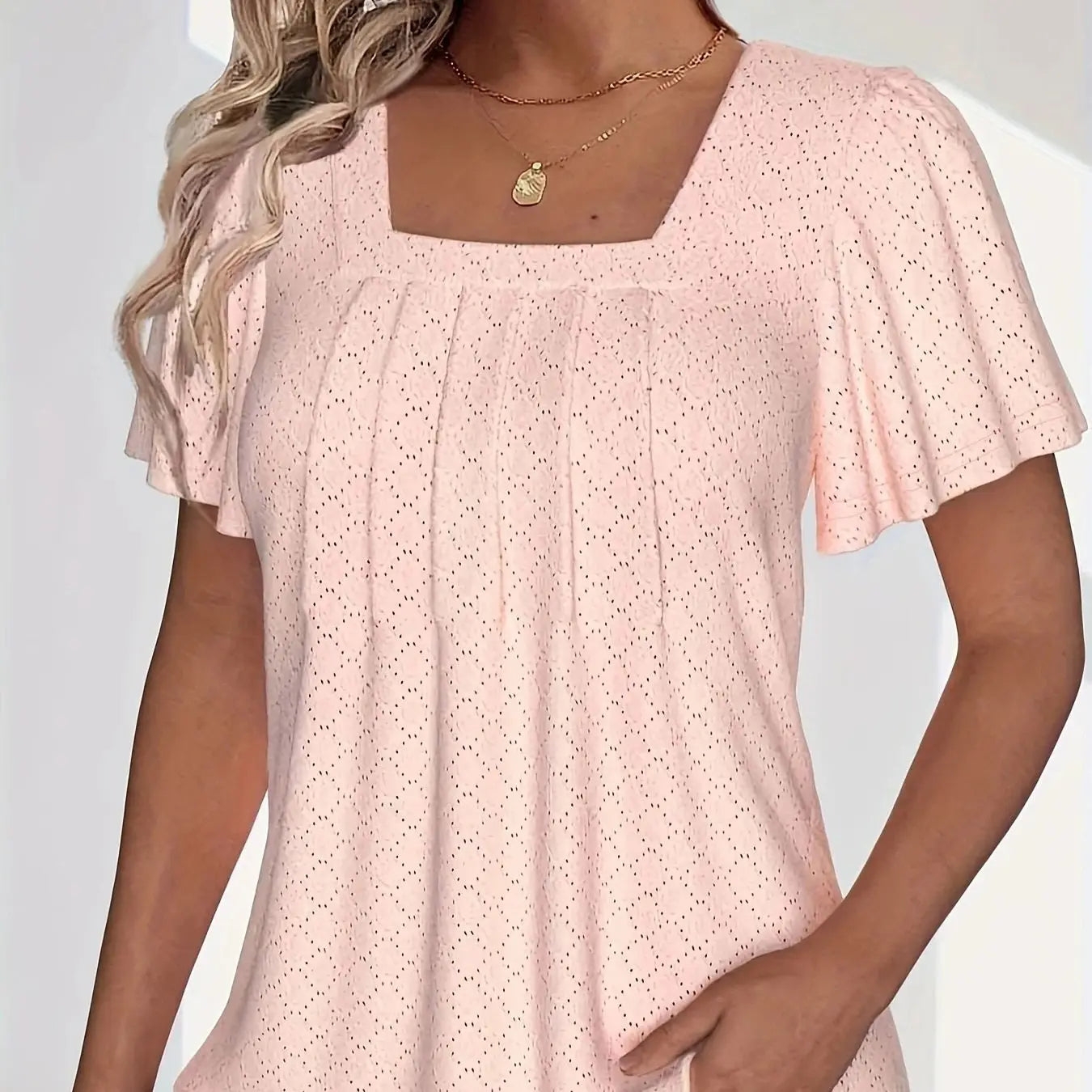 Grace & Ease – Plus Size Hollow Ruffle Sleeve Top