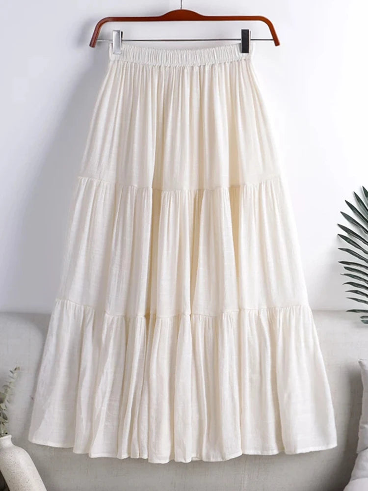 Designer A-Line Maxi Skirt — Patchwork Pleated Style