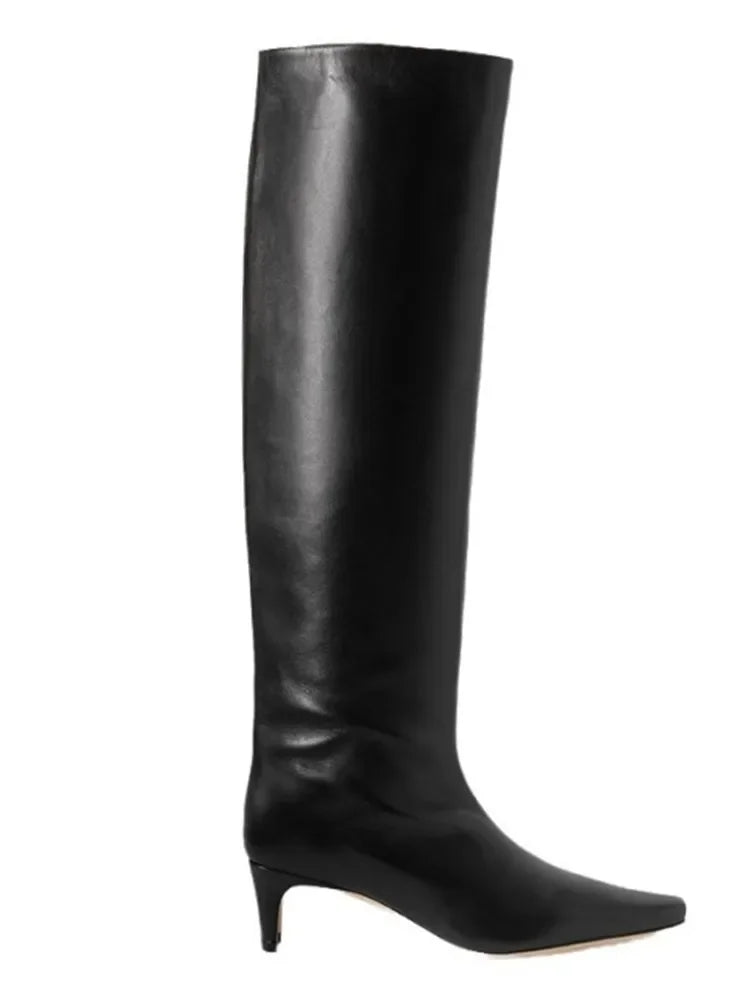CozyStep | Square Toe Low Heel Thick Knee High Boots – Size 34-43