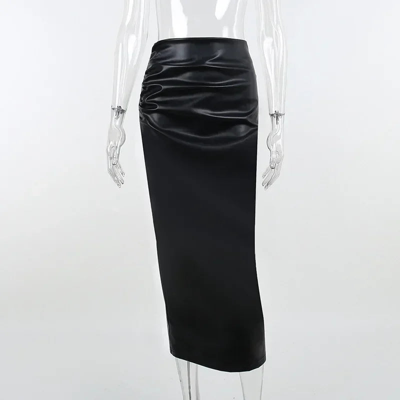 Leather Pencil Skirt — High Waist Skinny Fit