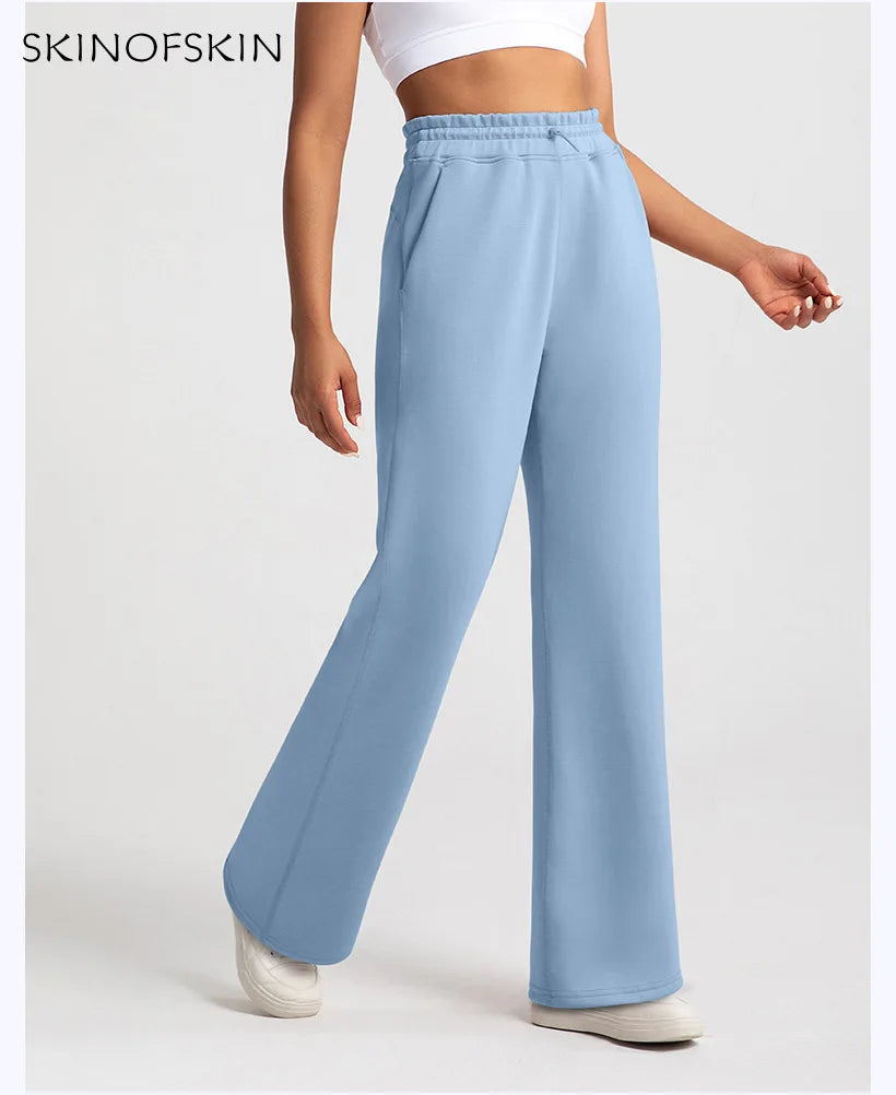 Modal Yoga Pants — High-Waist Sand-Washed Straight Leg Fitness Trousers