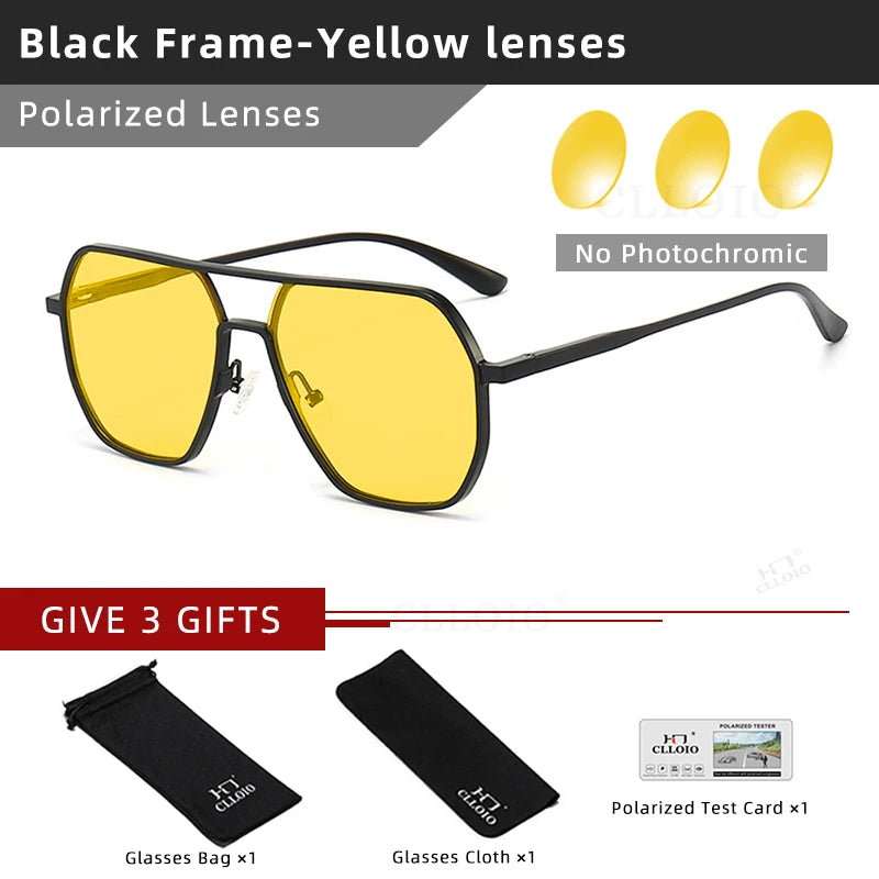 CLLOIO Photochromic Polarized Sunglasses – Anti-Glare Aluminum Driving Eyewear