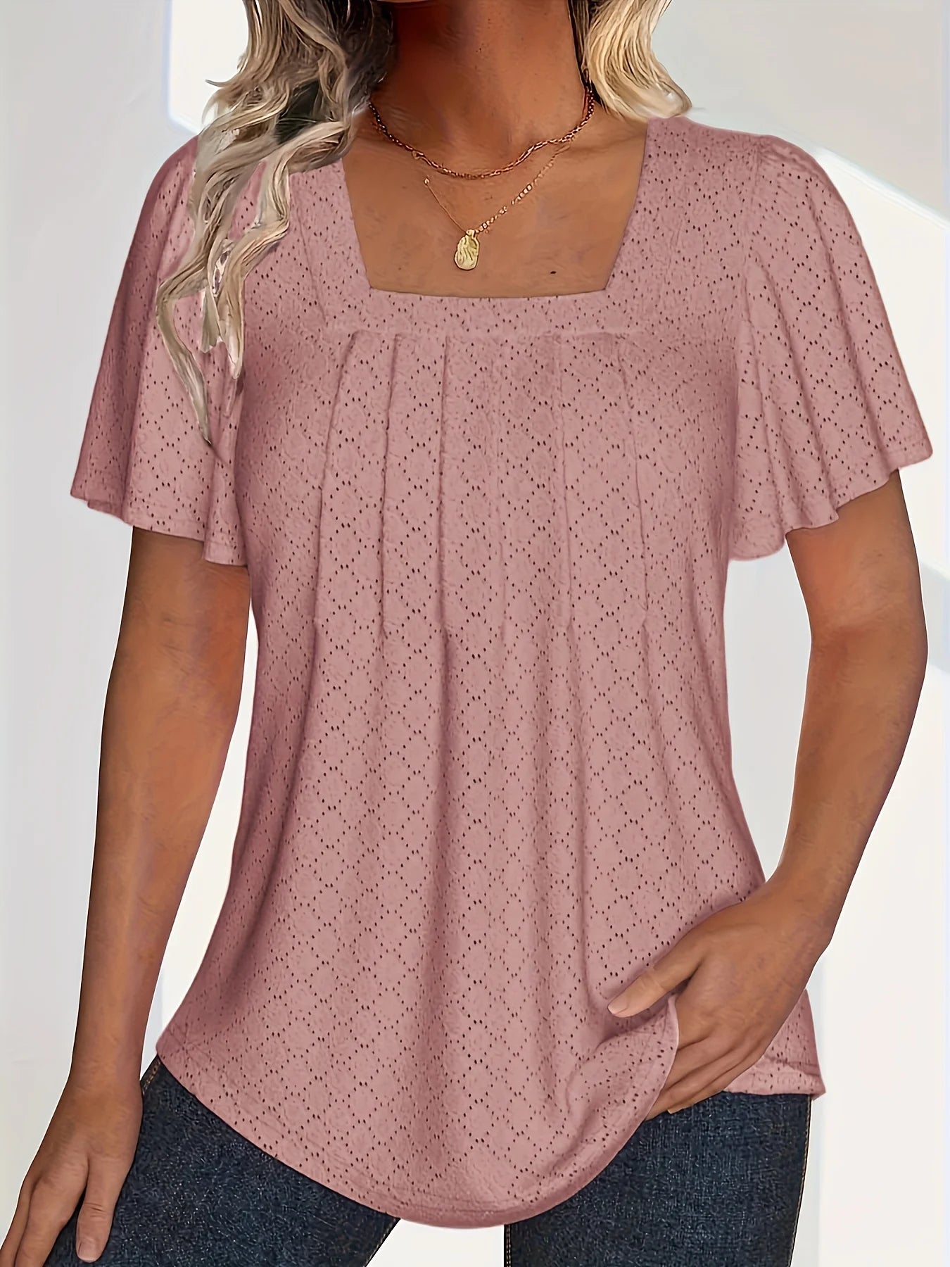 Grace & Ease – Plus Size Hollow Ruffle Sleeve Top
