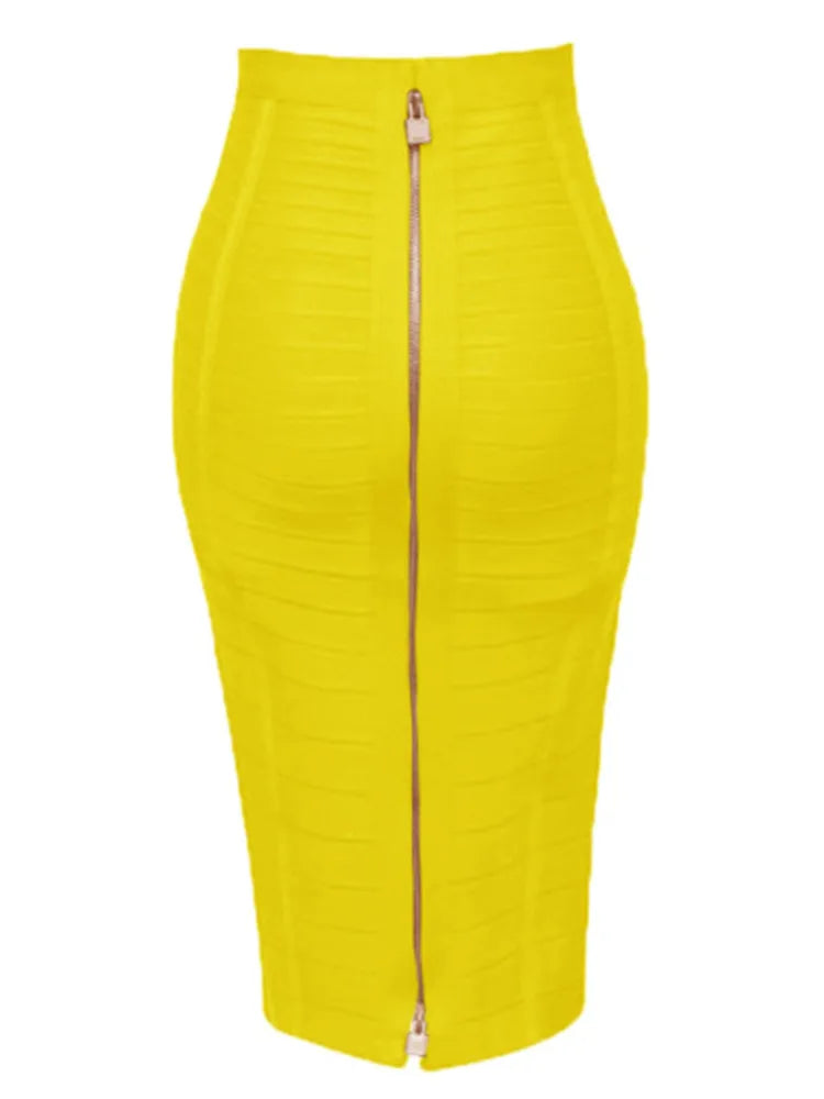 Solid Color Zipper Bandage Skirt — Bodycon Pencil Style