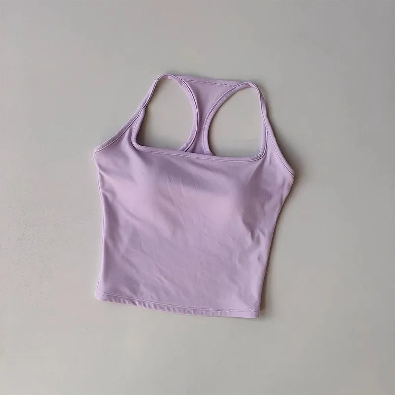 Cross-Back Training Bra — One-Piece Cup Sports Vest for Active Women