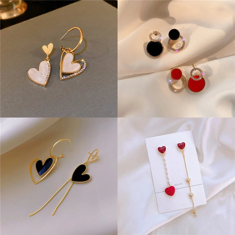 Asymmetrical Crystal Drop Earrings – Statement Geometric Design