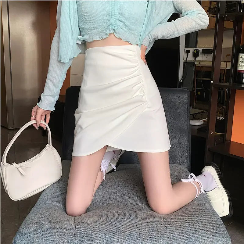 Black High Waist Wrap Mini Skirt — Casual Stylish A-Line