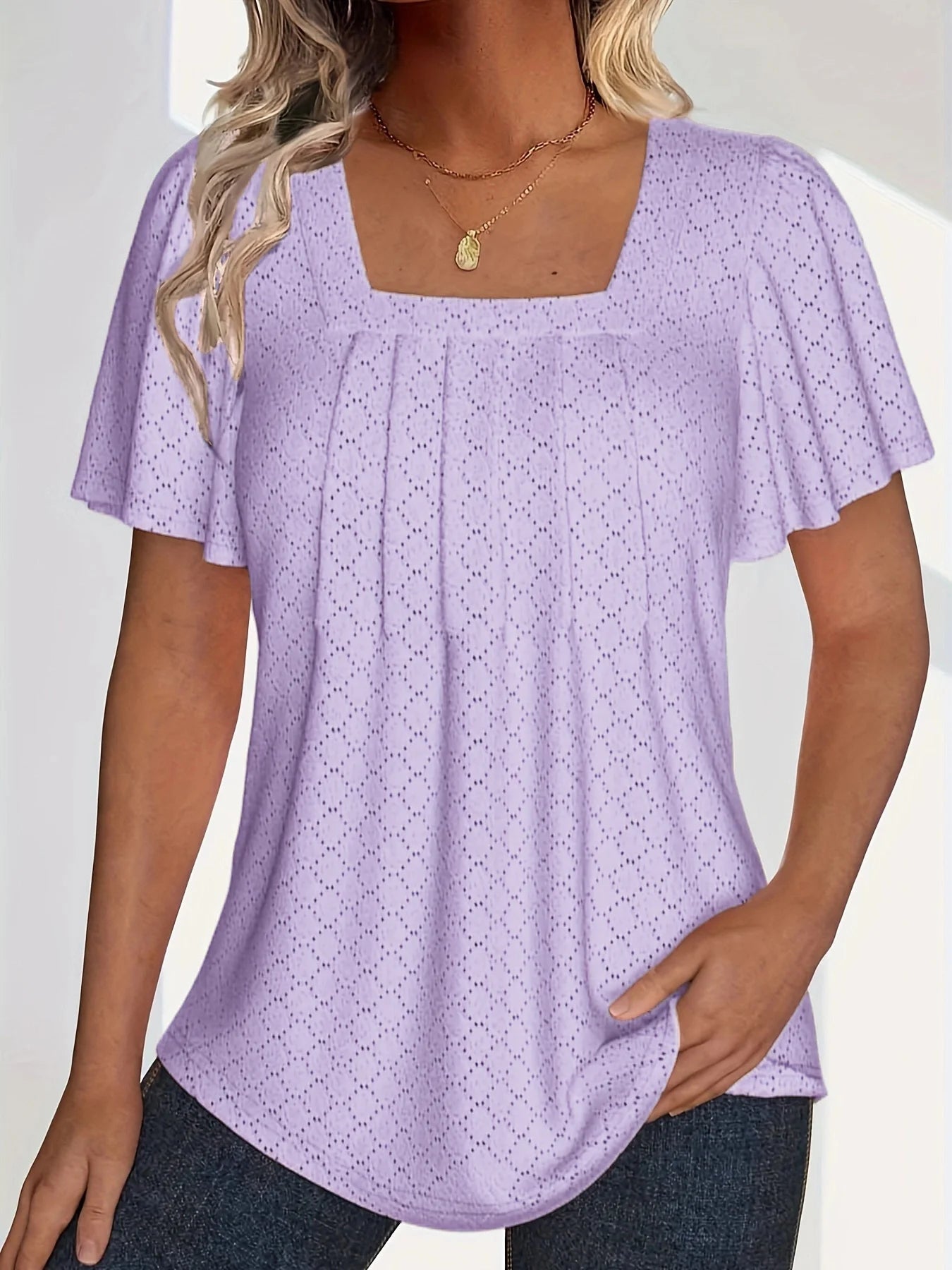 Grace & Ease – Plus Size Hollow Ruffle Sleeve Top