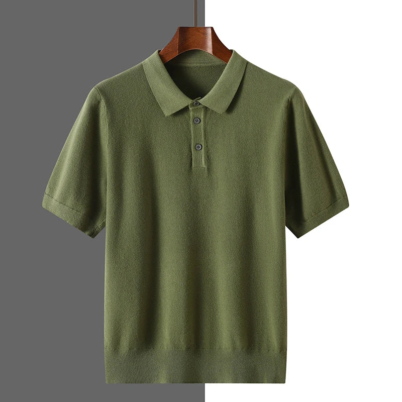 Pure Wool Polo Shirt – Business Casual Knit with Soft Finish