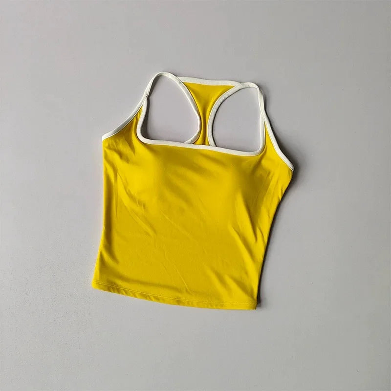 Cross-Back Training Bra — One-Piece Cup Sports Vest for Active Women