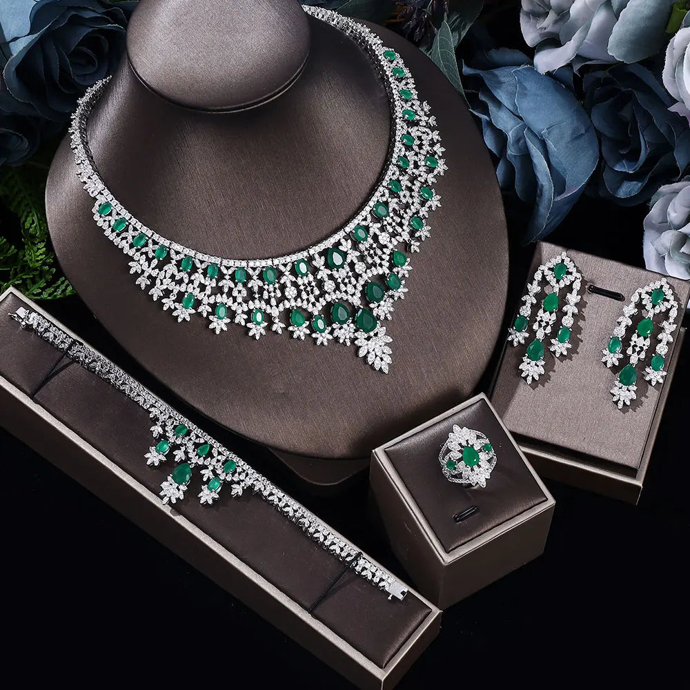 Deluxe Cubic Zirconia Set – Dubai Wedding 4-Piece