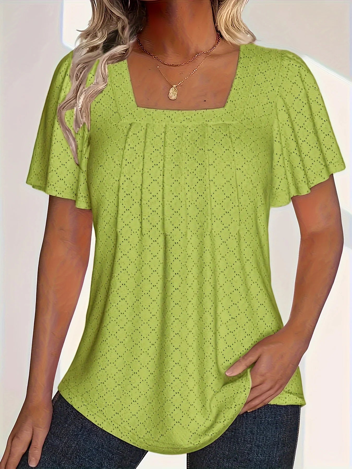 Grace & Ease – Plus Size Hollow Ruffle Sleeve Top