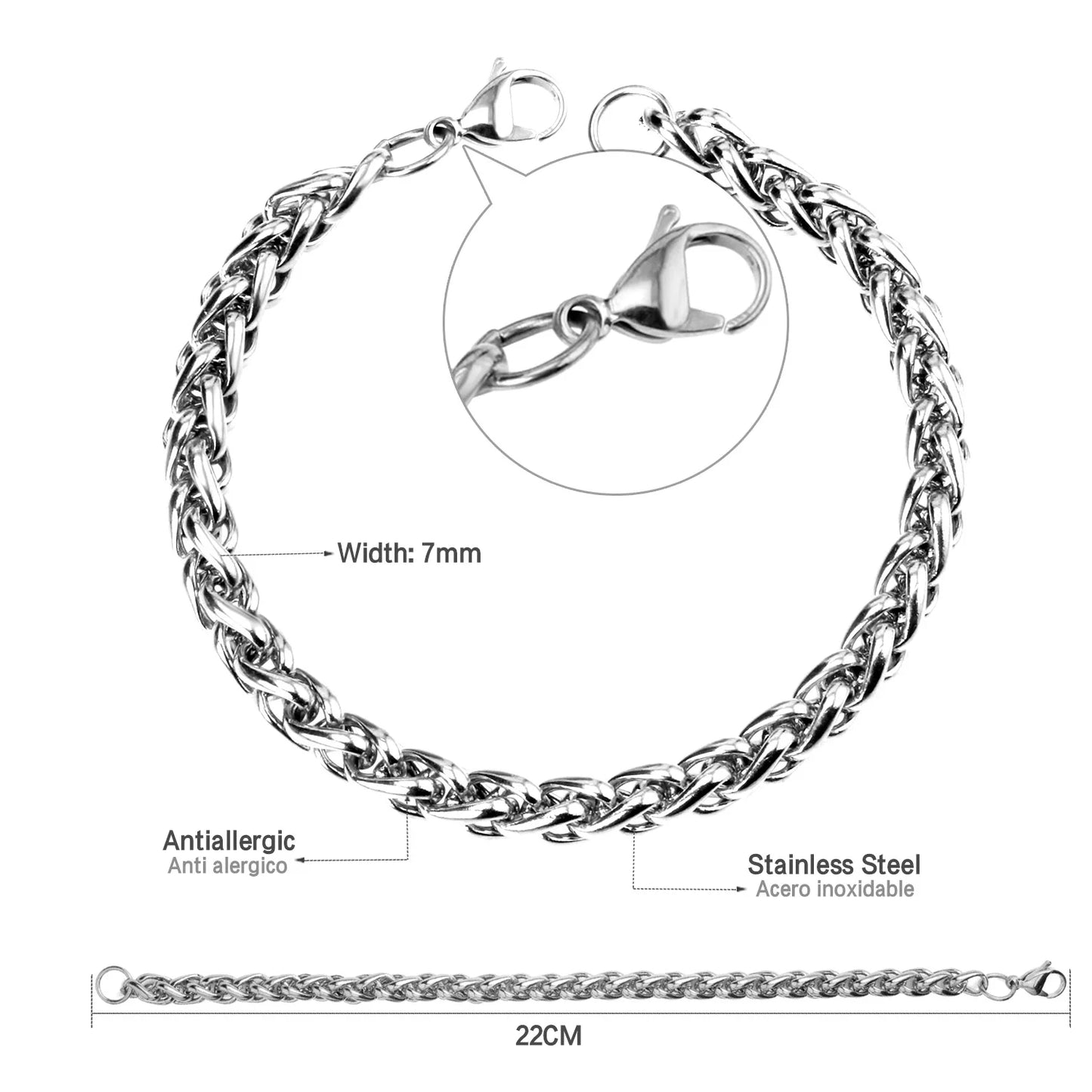 Cuban Chain Bracelet – Stainless Steel, Gold-Tone, Punk Style Jewelry for Men & Women