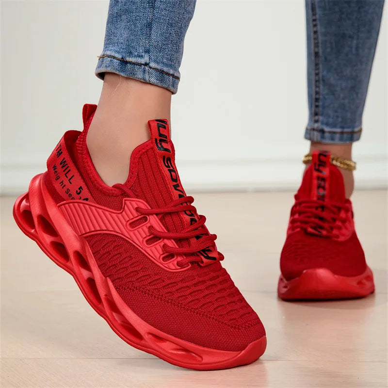 Summer Mesh Blade Sneakers | Men's Fashion Orange Running Shoes – Lightweight, Letter Print Trainers