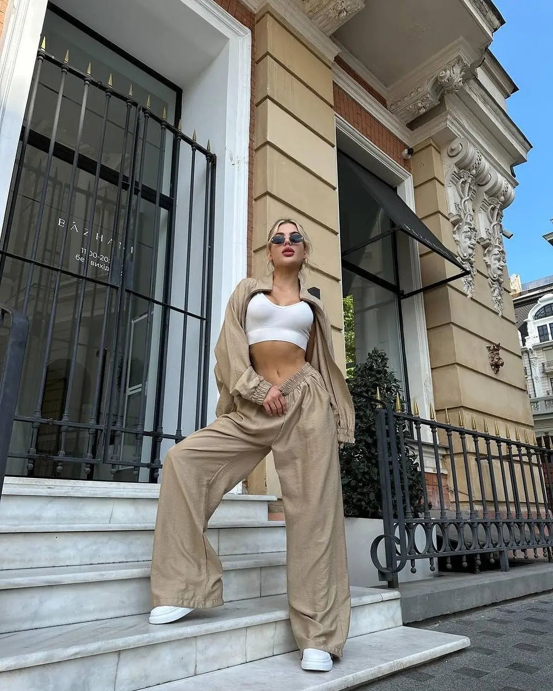 Zipper Cardigan & Loose Sweatpants – Sport Jogging Two Piece Set
