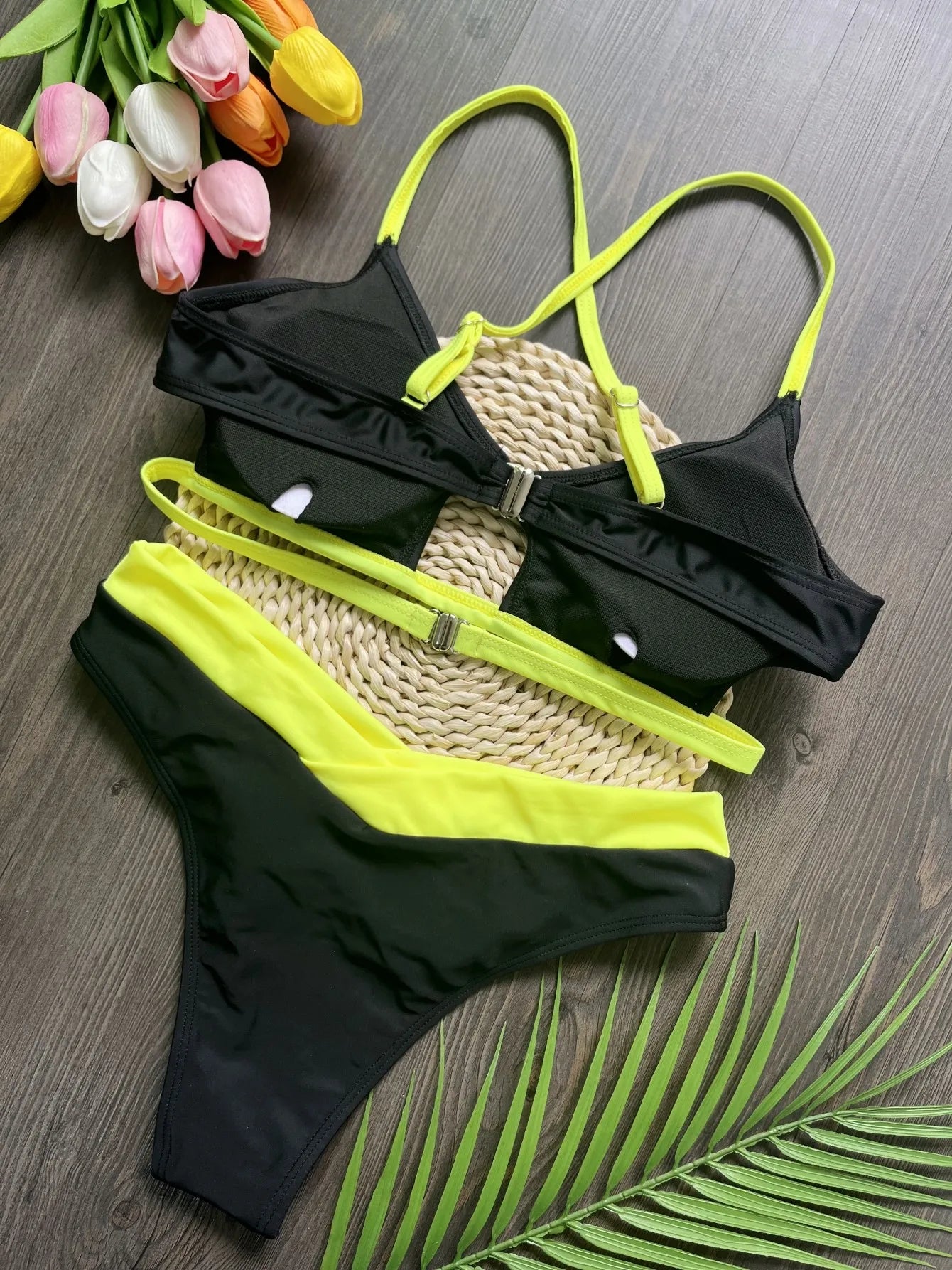 Two-Piece Spliced Bikini – Solid Triangle Design