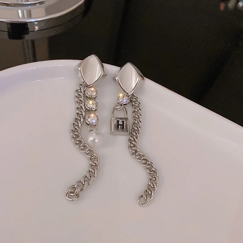 Asymmetrical Crystal Drop Earrings – Statement Geometric Design