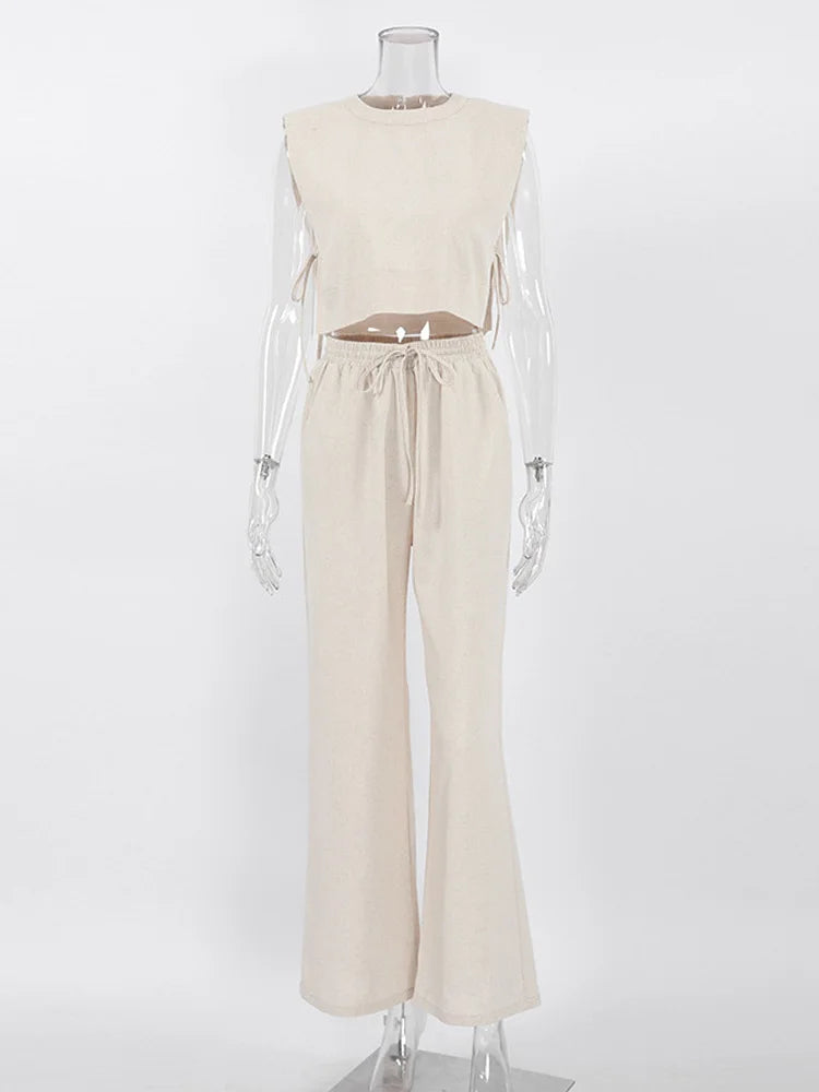 Holiday Linen Crop Set – Two-Piece Matching Outfit