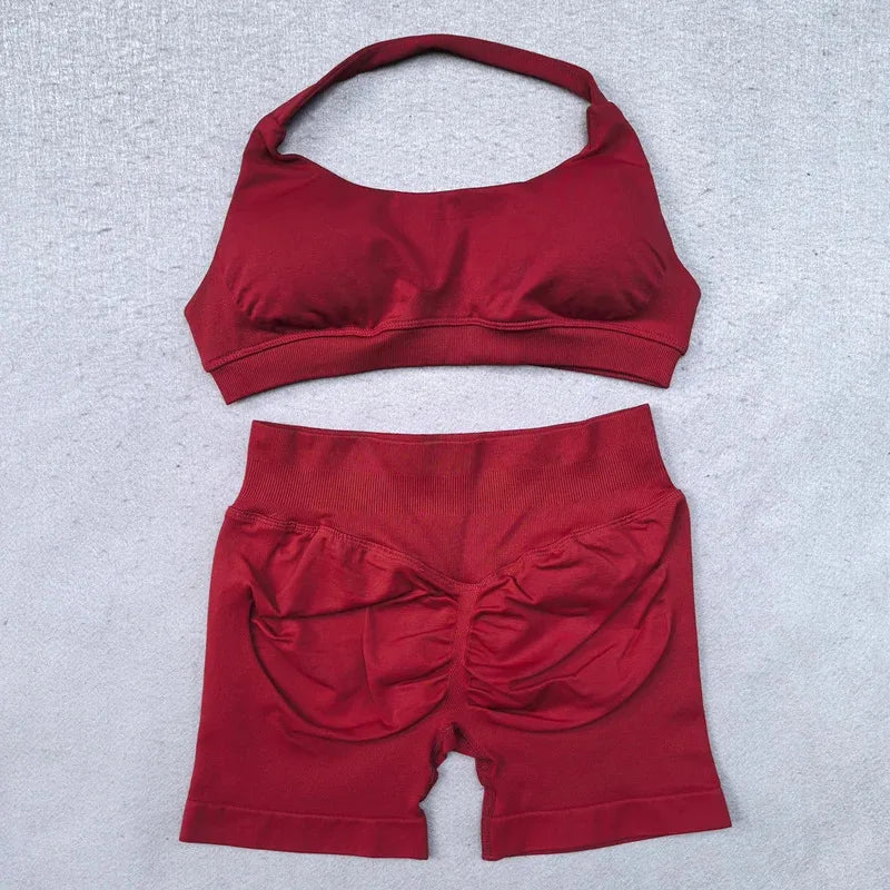 SculptShort Halter Set – Scrunch Fit Yoga Outfit