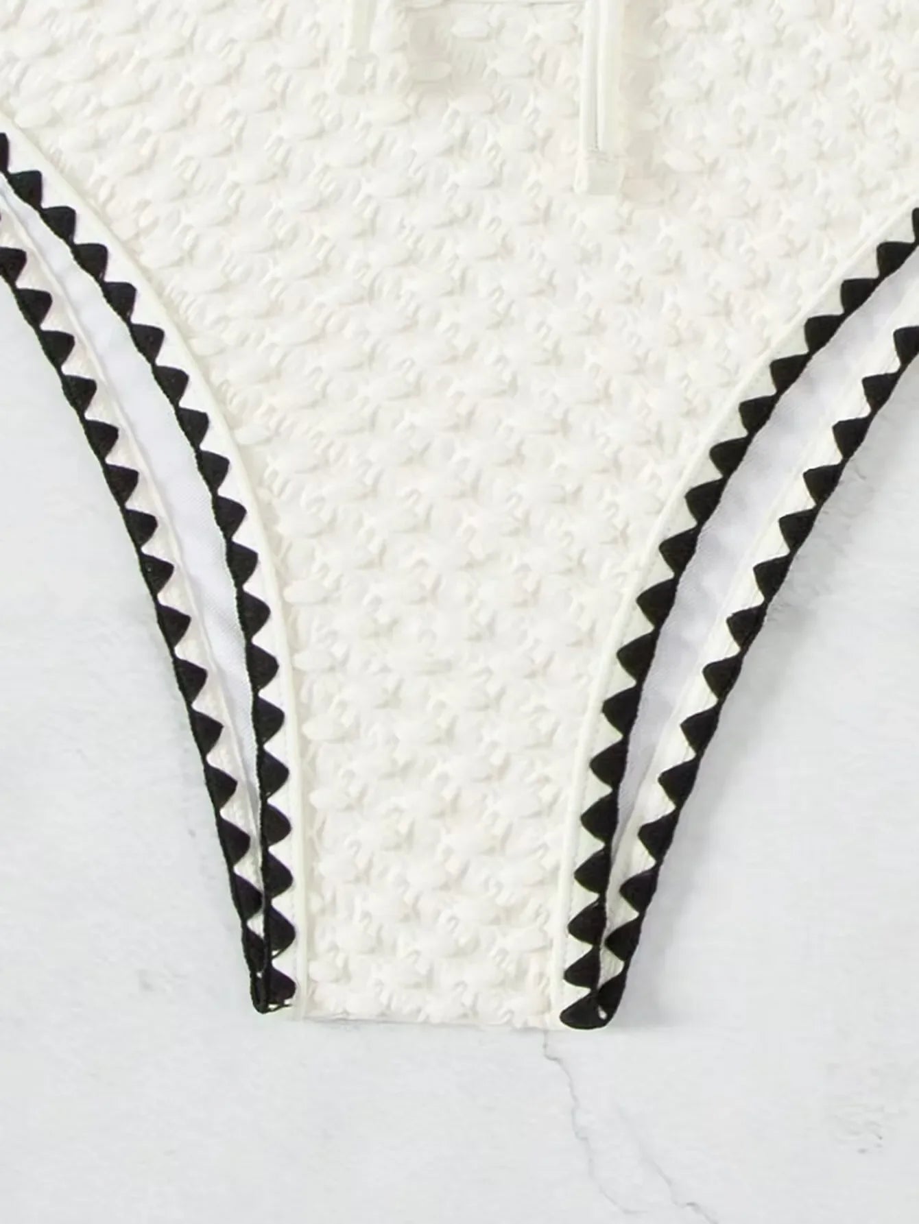 Strapless Patchwork Bikini Set – Lace-Up Detail
