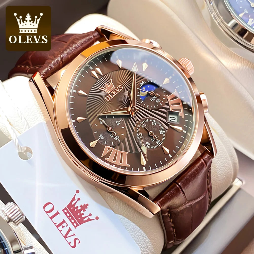 Business Leather Watch – Waterproof Quartz Wristwatch, Minimalist Dial