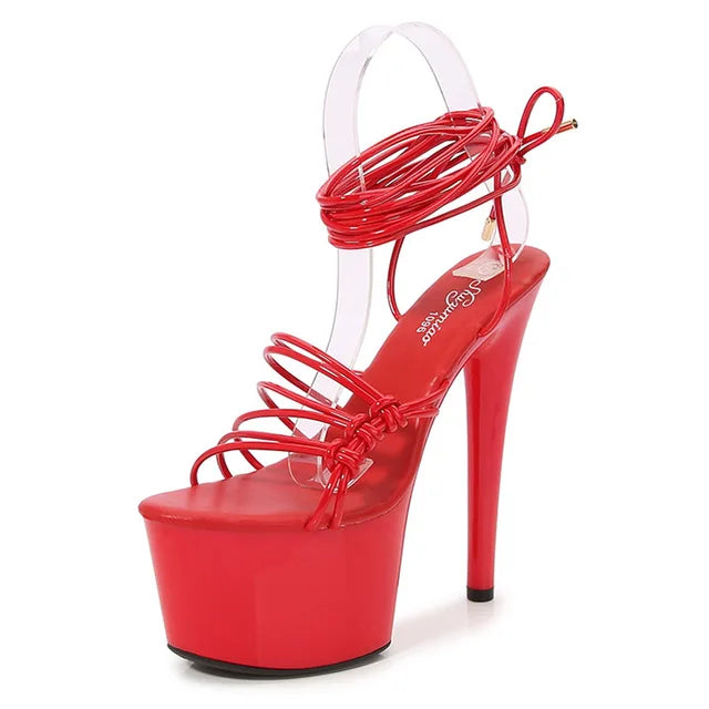 LuxeTies | Cross Lace-Up Stiletto Sandals – Strappy & Sexy