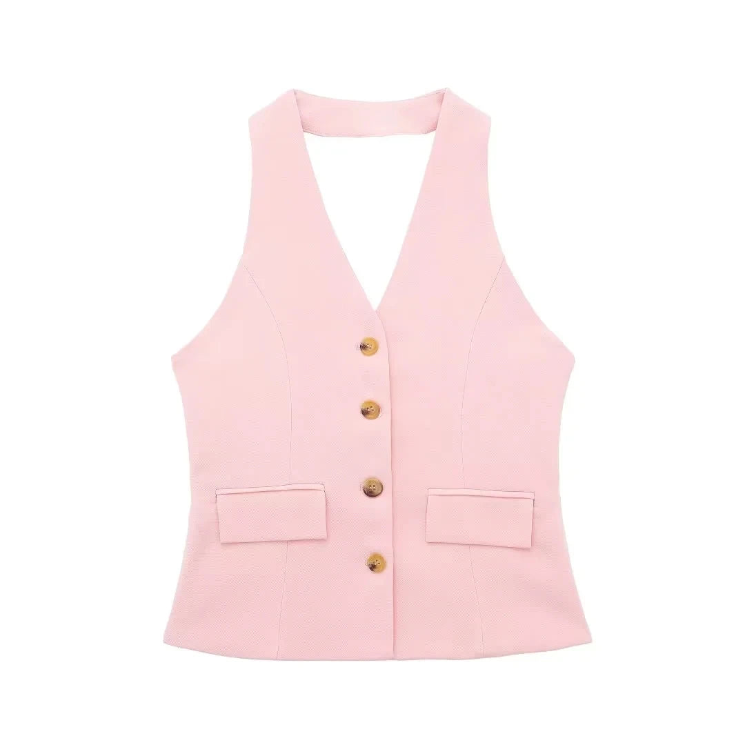 Halter Blazer Vest & Trousers Suit