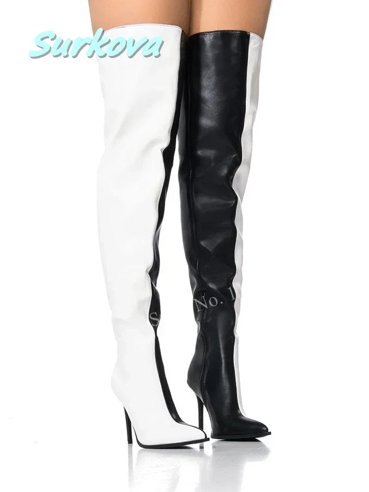 StilettoVibe | Pointed Toe Thin Heel Over-the-Knee Boots – Party Ready