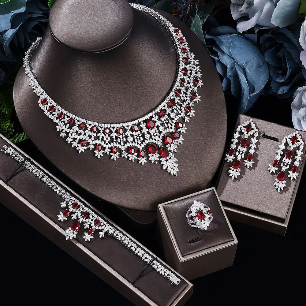 Deluxe Cubic Zirconia Set – Dubai Wedding 4-Piece