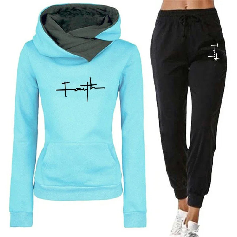 Casual Printed Sports Hoodie & Pants Set – Outdoor Jogging Suit