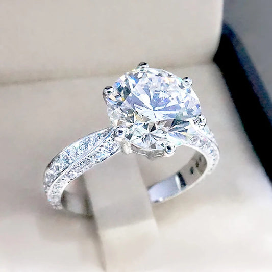 6-Claw CZ Engagement Ring – Classic Wedding Style for Women